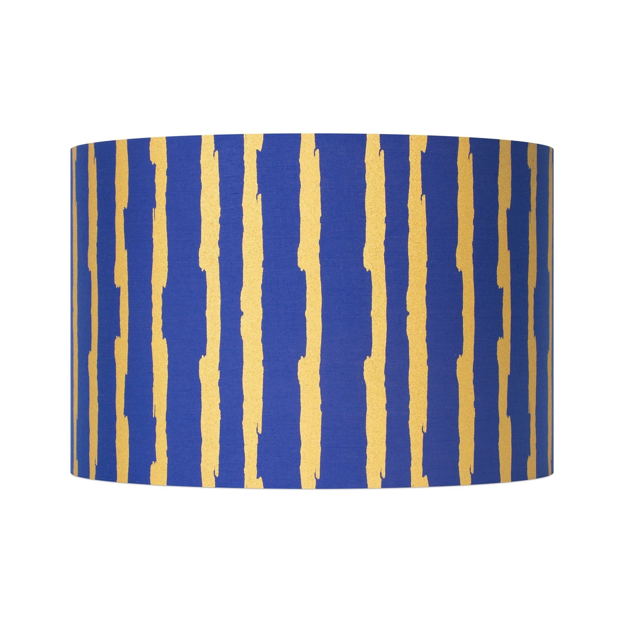 15'' Blue and Gold Linen Drum Lamp Shade