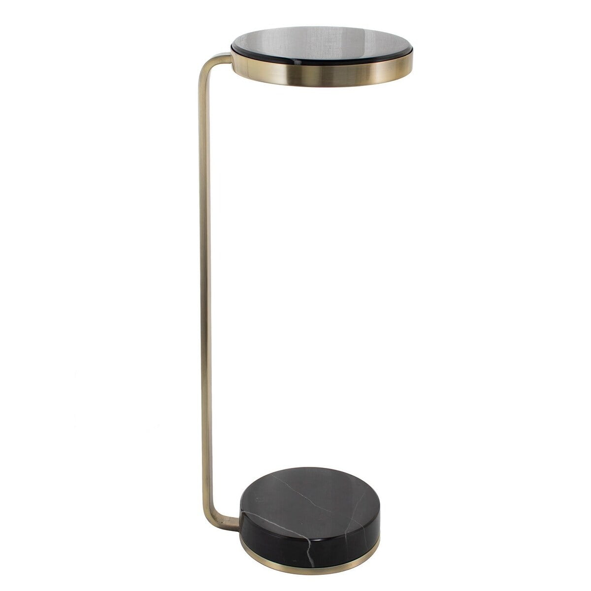 Black Marble and Brass Drink Table Lamp, 25"
