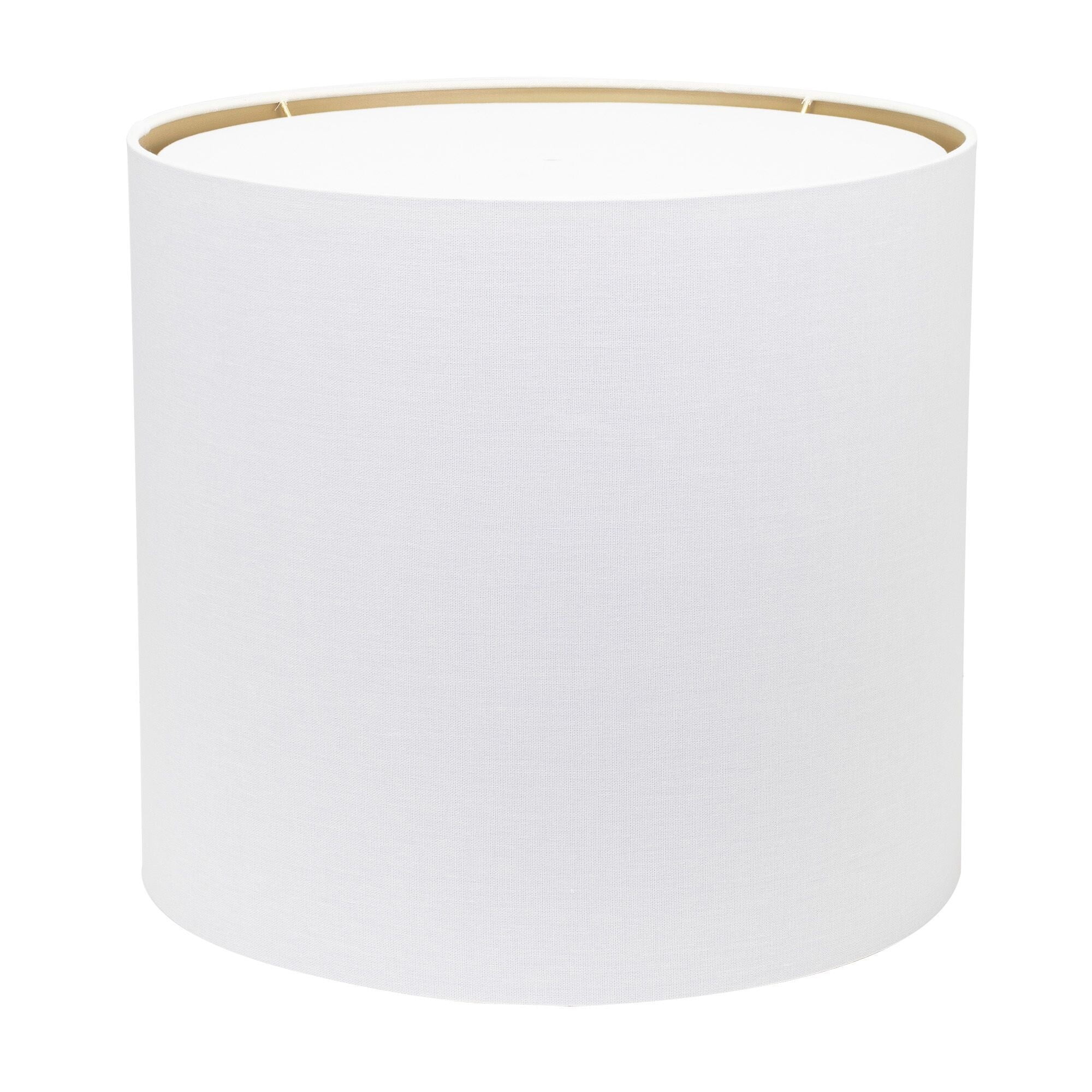 White Linen Drum Lamp Shade with Gold Lining, 18"
