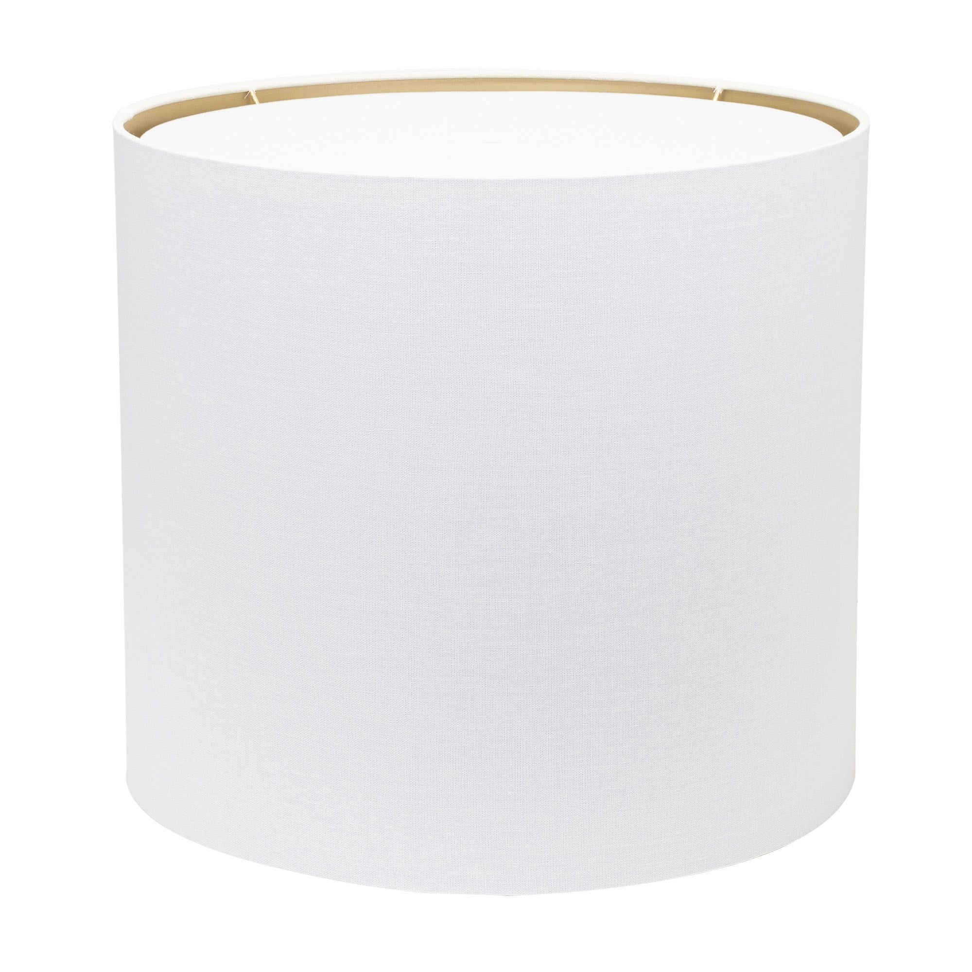 White Linen Drum Lamp Shade with Gold Lining, 18"