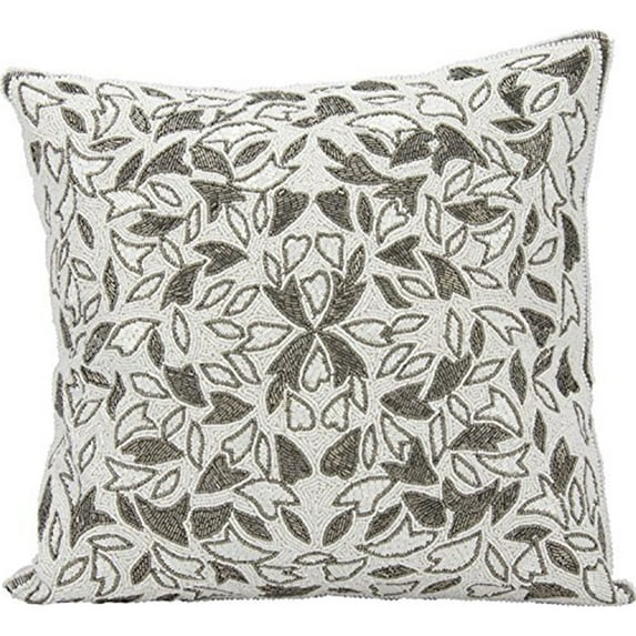 Couture Luster Pewter Beaded Vines Pillow