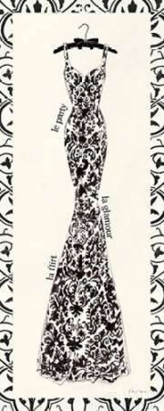 Couture Noir Original II with Border Canvas Art - Emily Adams (24 x 48)