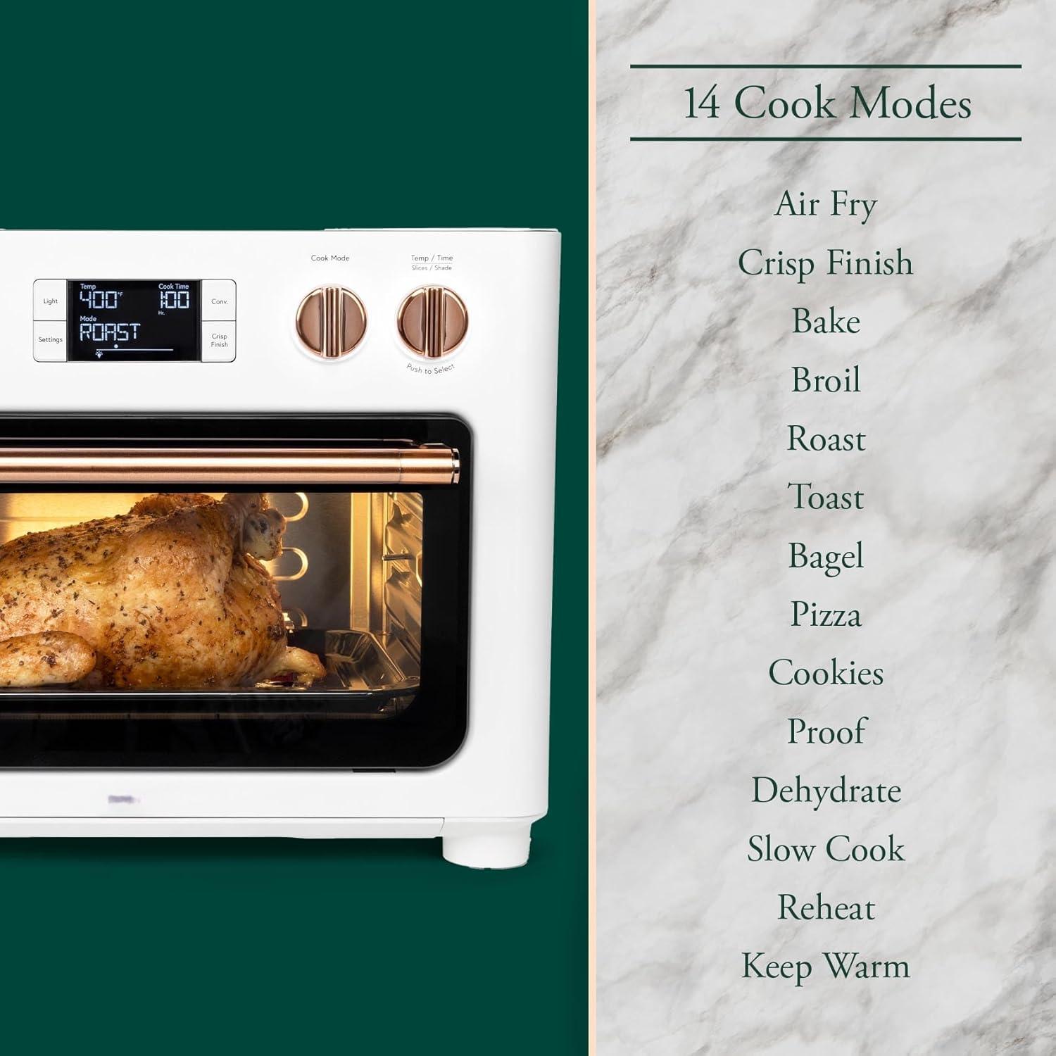 Couture Oven with 14 essential cooking modes, including Air Fry, CrispFinish, Bake, Broil, Roast, Toast, Pizza, WiFi & Smart Connected, Voice Control, Countertop Small Appliances, Matte White