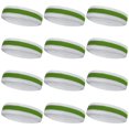 thumbnail image 1 of Couver 2 Color White Sport Head Sweatband Terry Cloth Headband - 12PCS Bulk Set ( Bright Green), 1 of 6