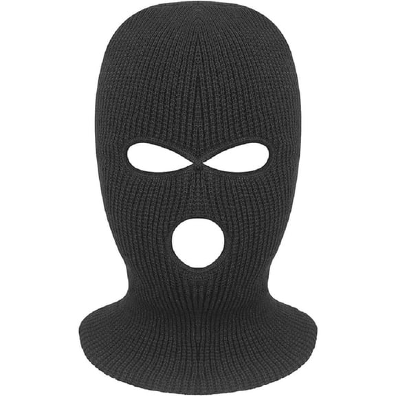 Couver 3-Hole Full Face Mask Cover Ski Mask Winter Balaclava Beanie Knitted Face Cover for Winter Outdoor Sports, Charcoa, One Size, 1 Piece