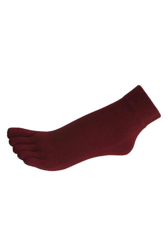 5 Finger Toes Ankle Toe Socks 1 Pair, Burgundy, Small