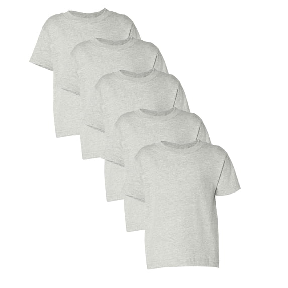 Couver 5-Pack Toddler Baby Girls Boys Cotton Jersey Short-Sleeve T-Shirt, Activewear, Ash, 4T