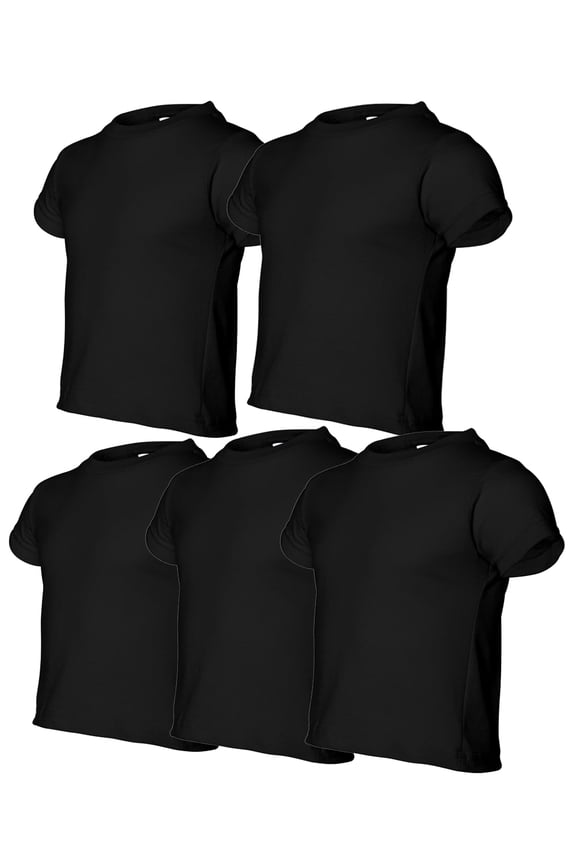 5-Pack Toddler Baby Girls Boys Cotton Jersey Short-Sleeve T-Shirt, Activewear, Black, 5/6