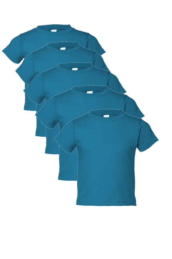 5-Pack Toddler Baby Girls Boys Cotton Jersey Short-Sleeve T-Shirt, Activewear, Cobalt, 3T