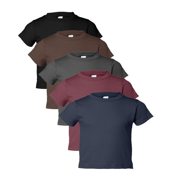 Couver 5-Pack Toddler Baby Girls Boys Cotton Jersey Short-Sleeve T-Shirt, Activewear, Dark Assorted , 3T