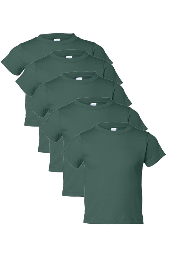 5-Pack Toddler Baby Girls Boys Cotton Jersey Short-Sleeve T-Shirt, Activewear, Forest, 3T