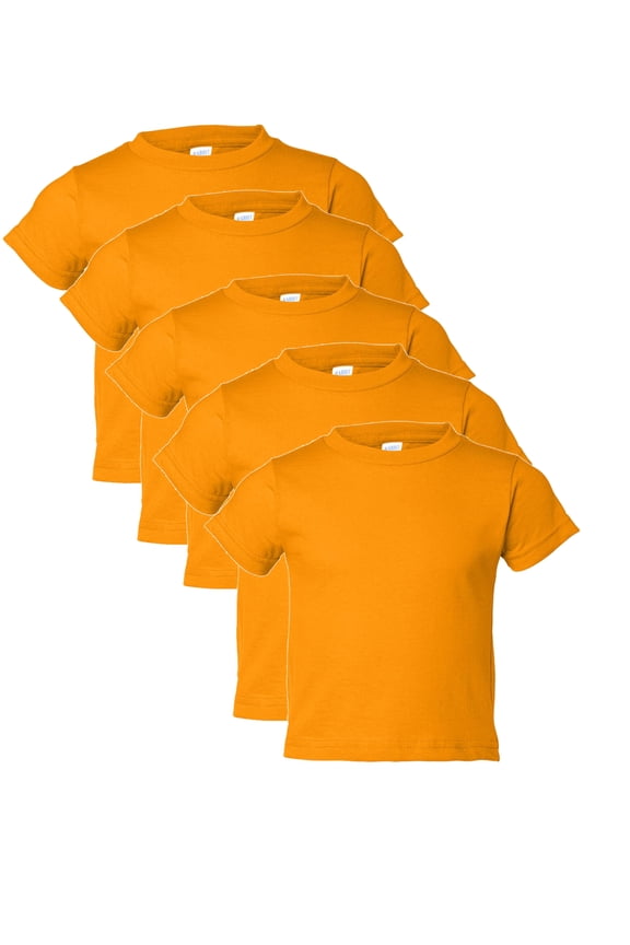 5-Pack Toddler Baby Girls Boys Cotton Jersey Short-Sleeve T-Shirt, Activewear, Gold, 3T