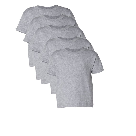 Couver 5-Pack Toddler Baby Girls Boys Cotton Jersey Short-Sleeve T-Shirt, Activewear, Heather, 3T