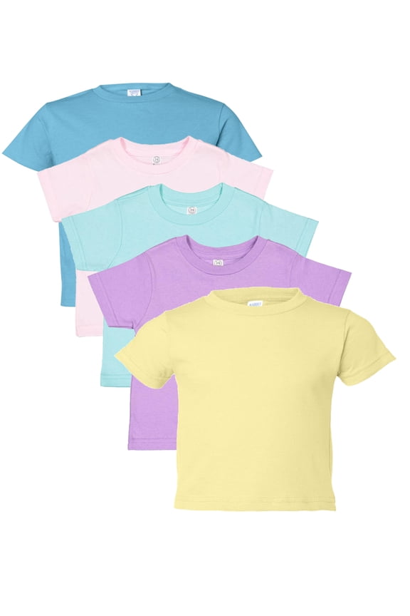 5-Pack Toddler Baby Girls Boys Cotton Jersey Short-Sleeve T-Shirt, Activewear, Light Assorted , 4T