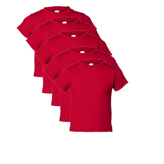 Couver 5-Pack Toddler Baby Girls Boys Cotton Jersey Short-Sleeve T-Shirt, Activewear, Red, 3T