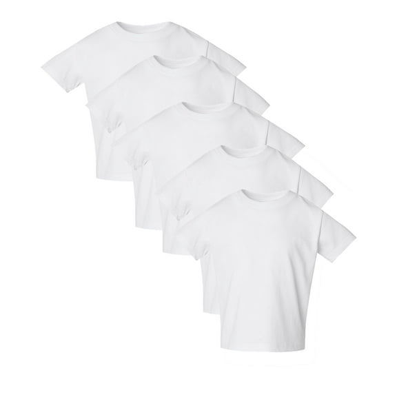 Couver 5-Pack Toddler Baby Girls Boys Cotton Jersey Short-Sleeve T-Shirt, Activewear, White, 2T