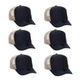 thumbnail image 1 of Couver 5 Panel High Crown Back Split Mesh Polyester Foam Trucker Hat, Navy Blue Khaki, 6 Count, 1 of 7