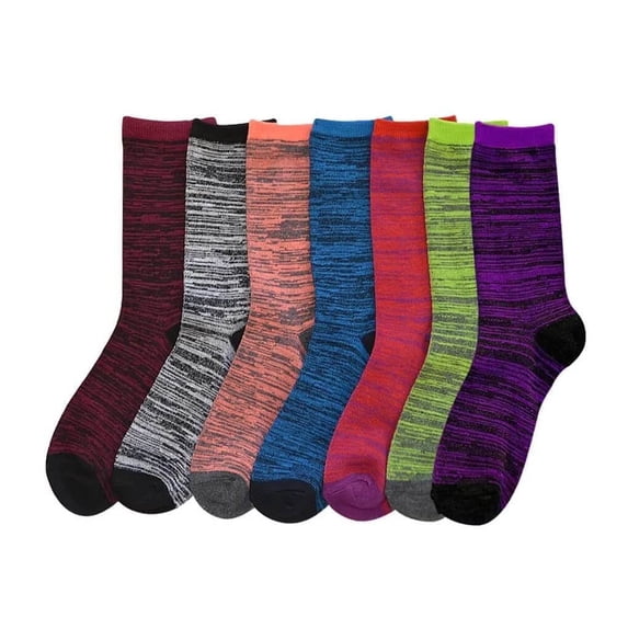Couver Women's Patterned Crew Socks, 6-Pack, Stripes Pattern, Size 9-11