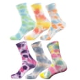 thumbnail image 1 of Couver Women's Patterned Crew Socks, 6-Pack, Tie-dye Non-Skid, Size 9-11, 1 of 6