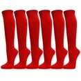 thumbnail image 1 of Couver Adult Unisex Casual Wear Cotton Knee High Referee Socks Multi-Assorted Pack( Red, Large (6 Pairs)), 1 of 2