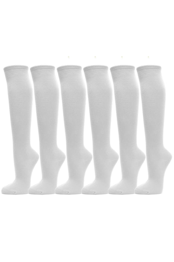 Adult Unisex Casual Wear Cotton Knee High Referee Socks Multi-Assorted Pack( White, Large (6 Pairs))