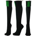 thumbnail image 1 of Couver Adult Unisex Team Sport Football Soccer Knee High Socks, Black with Front Green Stripe, Adult Medium, 1 Pair, 1 of 1
