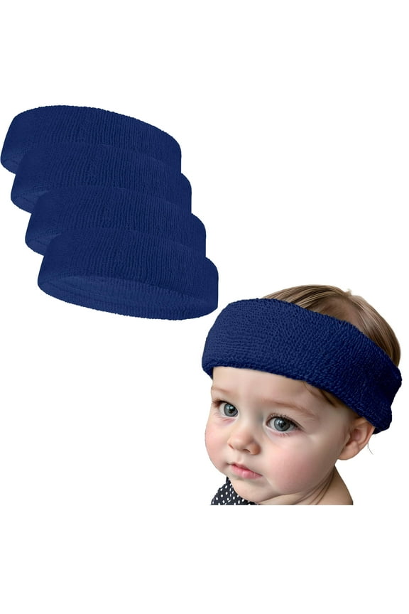 Baby Infant Terry Solid Color Headband/Terry Cloth Head Band - 4pieces, Blue