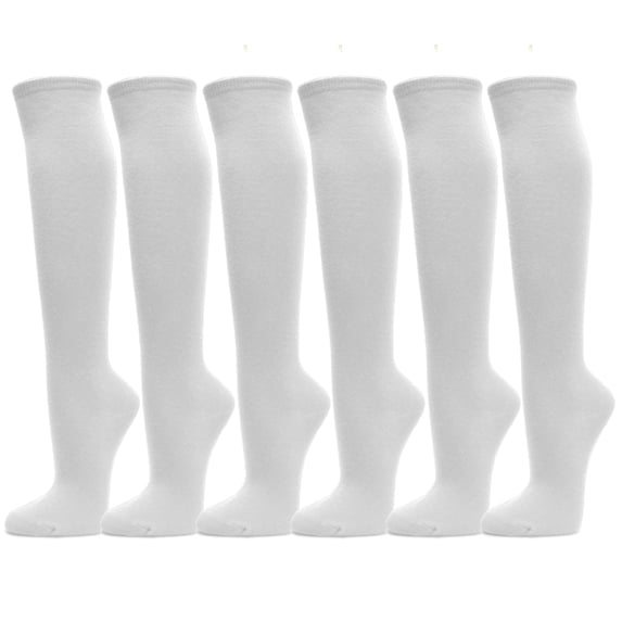 Couver Casual Wear Cotton Knee High Referee Socks Multi-Assorted Pack( White, Medium (6 Pairs))