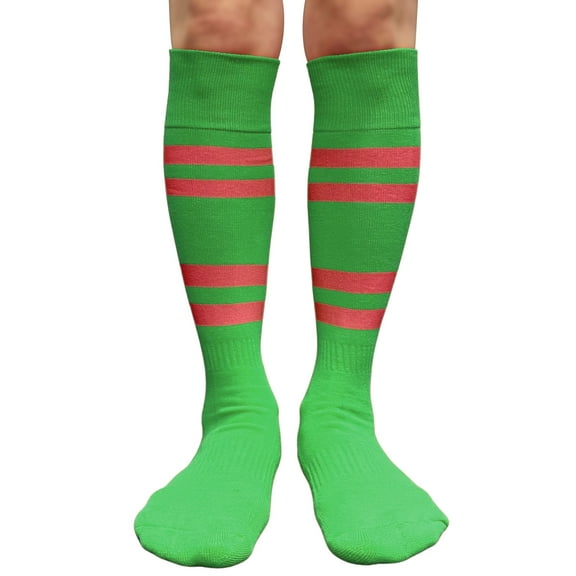 Couver Cotton 4 Stripes Knee High Bright Green Softball Baseball Sports Tube Socks, Bright Pink Medium