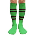 thumbnail image 1 of Couver Cotton 4 Stripes Knee High Bright Green Softball Baseball Sports Tube Socks, Marron Medium, 1 of 7