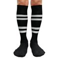 thumbnail image 1 of Couver Cotton 4 White Stripes Knee High Softball Baseball Sports Tube Socks, Black/White, Large, 1 of 7