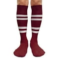 thumbnail image 1 of Couver Cotton 4 White Stripes Knee High Softball Baseball Sports Tube Socks, Maroon/White, Large, 1 of 7