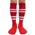 thumbnail image 1 of Couver Cotton 4 White Stripes Knee High Softball Baseball Sports Tube Socks, Red/White, Medium, 1 of 7