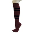 thumbnail image 1 of Couver Cotton Maroon Striped Softball Baseball Sports Knee High Tube Socks, Black Medium, 1 of 8