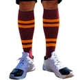 thumbnail image 1 of Couver Cotton Maroon Striped Softball Baseball Sports Knee High Tube Socks, Light Orange Medium, 1 of 7