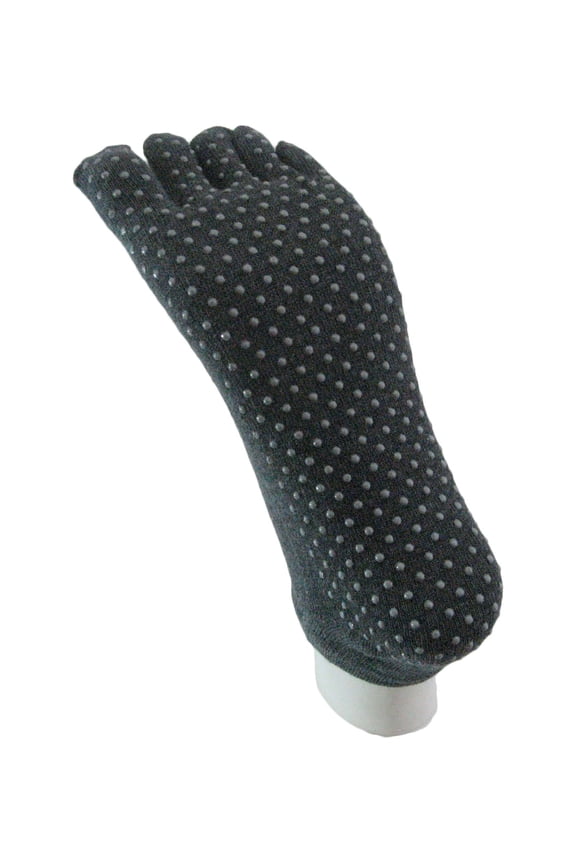 Cotton Non Slip Skid No-Show Yoga 5 fingers Toed Socks, Charcoal Small
