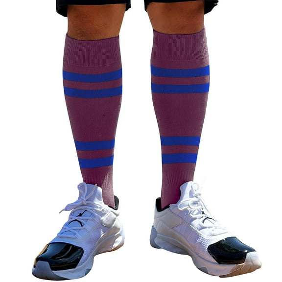 Couver Cotton Purple Striped Softball Baseball Sports Knee High Tube Socks, Blue Medium