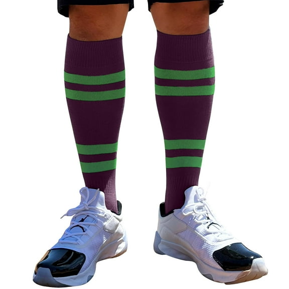 Couver Cotton Purple Striped Softball Baseball Sports Knee High Tube Socks, Bright Green Medium