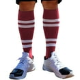 thumbnail image 1 of Couver Cotton Purple Striped Softball Baseball Sports Knee High Tube Socks, White Medium, 1 of 8