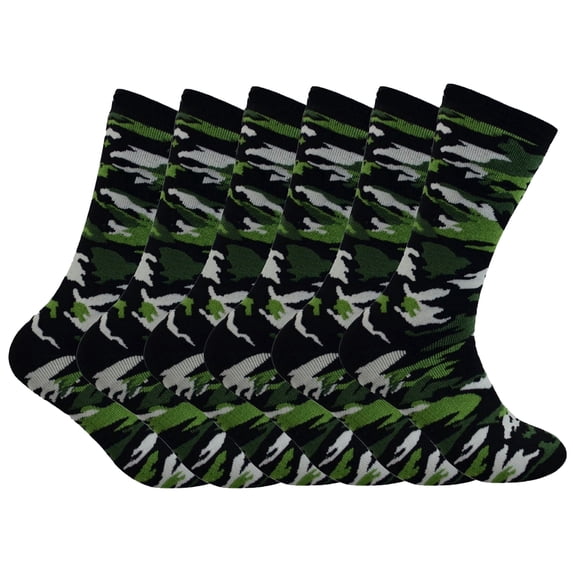 Couver Everyday Athletic Cushion Crew Training Socks, Green, 6 Pack