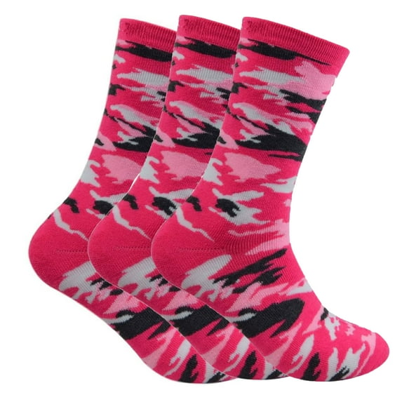 Couver Everyday Athletic Cushion Crew Training Socks, Pink, 3 Pack