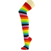 Couver Fashion Sexy Lady/Women Thigh High Over The Knee Striped Stocking socks - Regular Rainbow