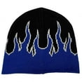 thumbnail image 1 of Couver Flame Fire Design Cuffless Beanie Hat Ski Beanie Hat - Black / White & Blue Fire, 1 of 8