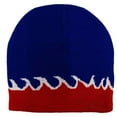 thumbnail image 1 of Couver Flame Fire Design Cuffless Beanie Hat Ski Beanie Hat - Blue / White & Red Waves, 1 of 8