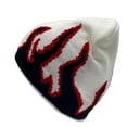 thumbnail image 1 of Couver Flame Fire Design Cuffless Beanie Hat Ski Beanie Hat - White With Red and Black Fire, 1 of 8