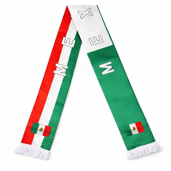 Couver Double Side Football Soccer Fan Scarf - Unisex Adult 100% Polyester For Championship Soccer Ball National Events, Mexico