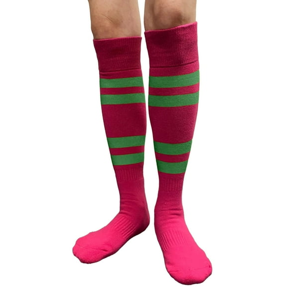 Couver Hot Pink Softball/Sports Striped Knee High Softball Baseball Sports Tube Socks, Bright Green Medium