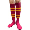 thumbnail image 1 of Couver Hot Pink Softball/Sports Striped Knee High Softball Baseball Sports Tube Socks, Golden Yellow Medium, 1 of 7