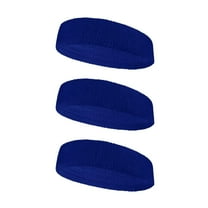 Couver Large & Thick Plain Solid Basketball Head Sweatband, Solid Blue, 3 Pack