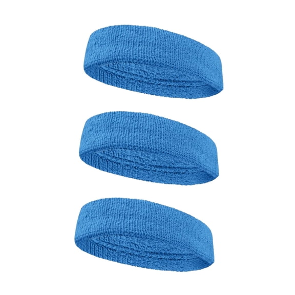 Couver Large & Thick Plain Solid Basketball Head Sweatband, Solid Sky Blue, 3 Pack